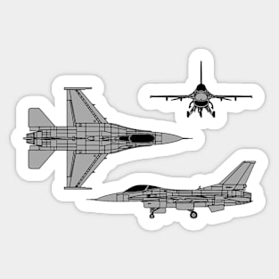 F-16 Falcon Tri-view Sticker